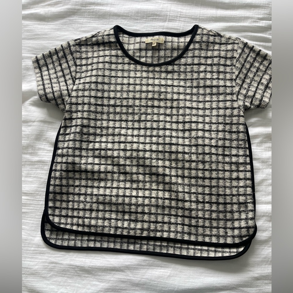 Madewell small windowpane top black White check